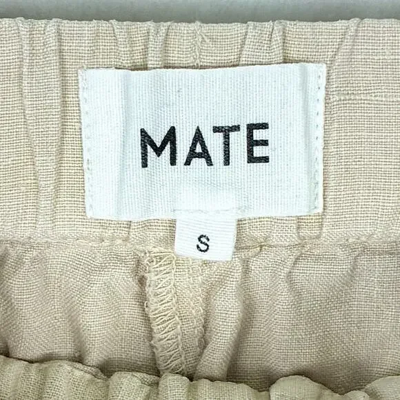 Mate The Label Willow Pull On Pants Women S Beige Crop Linen Preppy Resort USA - Picture 3 of 7